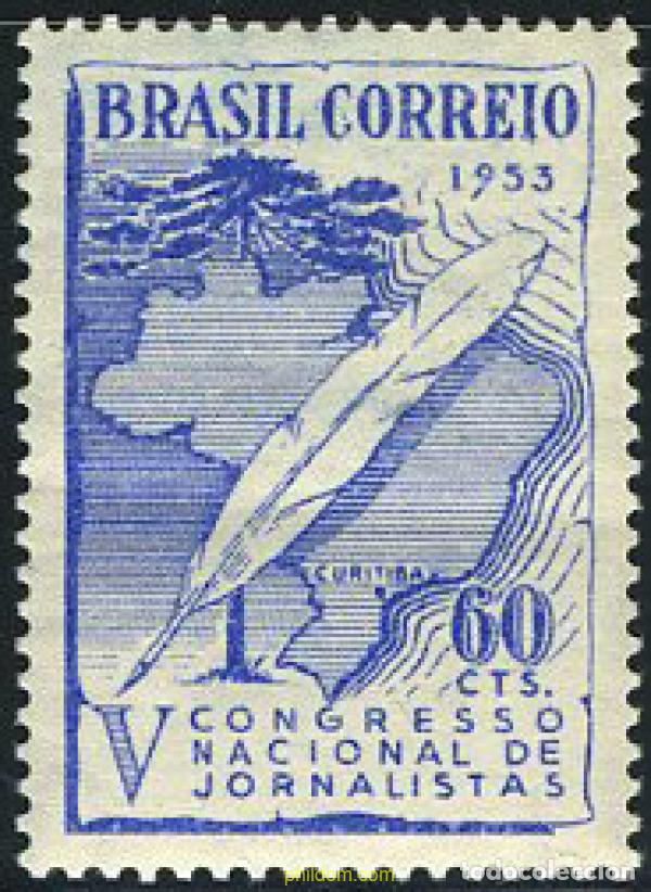Sellos: 168350 MNH BRASIL 1953 5 congreso nacional de periodistas en Curitiva