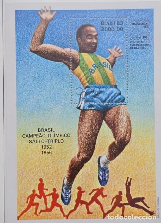 Sellos: O) 1983 BRAZIL, BRASILIANA 1983, ADHEMAR FERREIRA DA SILVA - OLYMPIC CHAMPION IN TRIPLE JUMP IN HELS