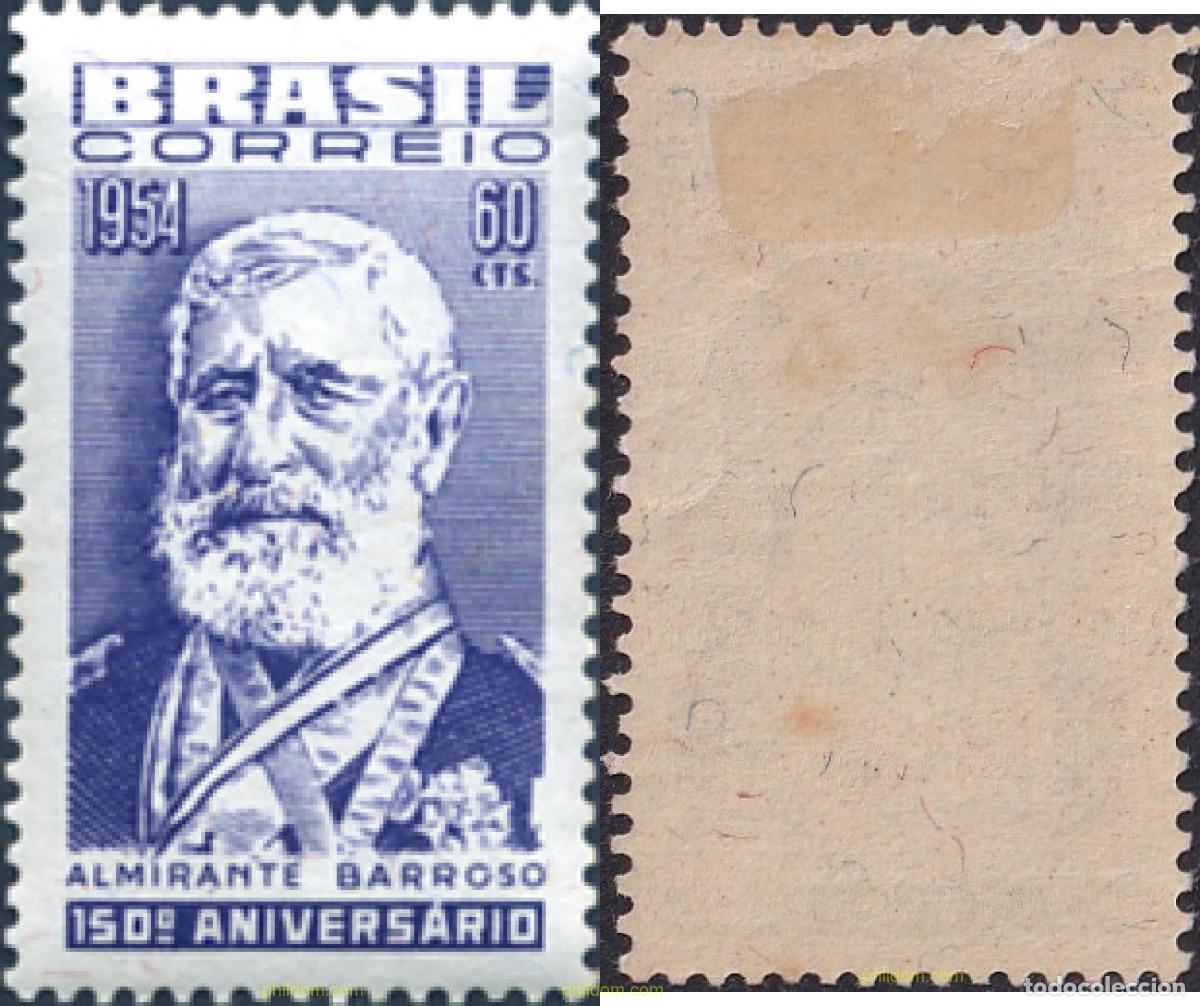 Sellos: 797941 HINGED BRASIL 1954 CIENTO CINCUENTA CENTENARIO DEL NACIMIENTO DEL ALMIRANTE FRANCISCO MONOEL