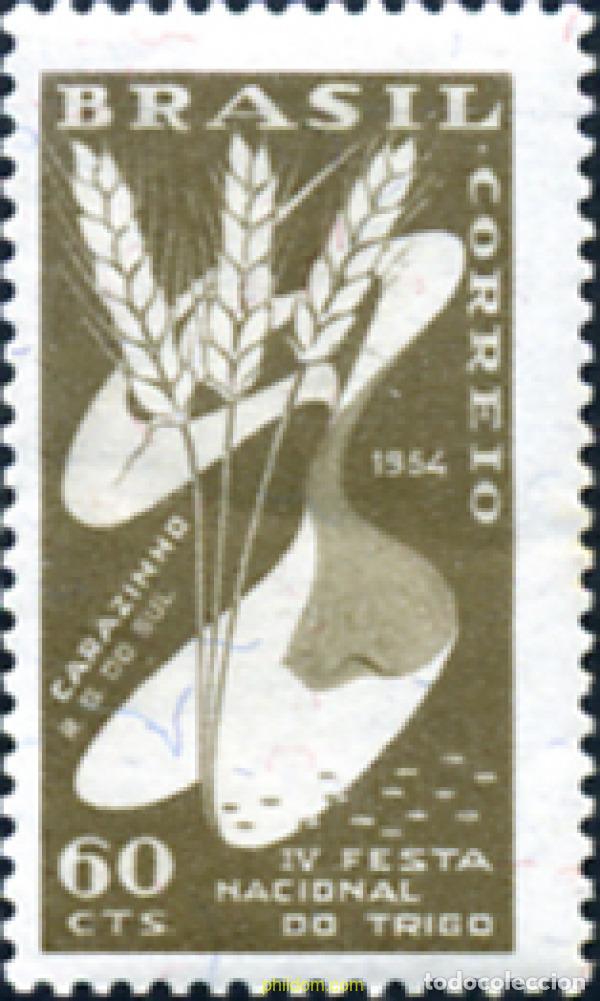 Sellos: 797956 HINGED BRASIL 1954 4 FIESTA NACIONAL DEL TRIGO EN CARAZINHO