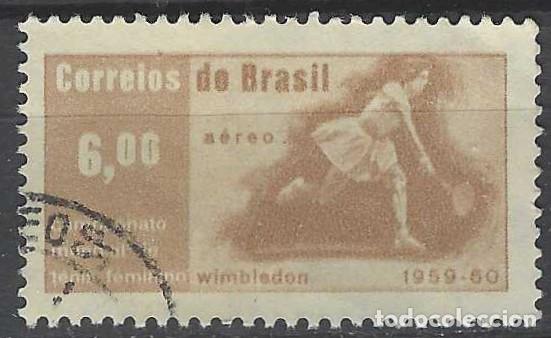 Selos: BRASIL 1960 - CAMPEONATO DE TENIS DE WIMBLEDON, MAR&Iacute;A BUENO, GANADORA 1959 Y 1960, A&Eacute;REO - USADO