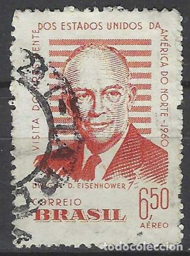 Sellos: BRASIL 1960 - VISITA DEL PRESIDENTE DE EEUU, EISENHOWER, A&Eacute;REO - USADO