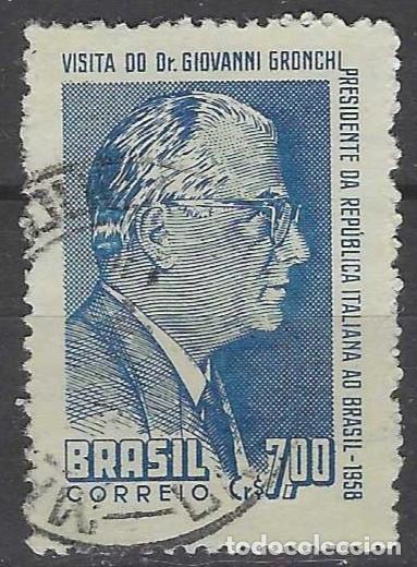 Sellos: BRASIL 1958 - VISITA DEL PRESIDENTE DE ITALIA, GRONCHI - USADO