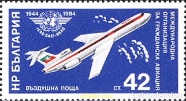 Sellos: 114198 MNH BULGARIA 1984 40 ANIVERSARIO DE LA ORGANIZACION INTERNACIONAL DE AVIACION CIVIL (ICAO)