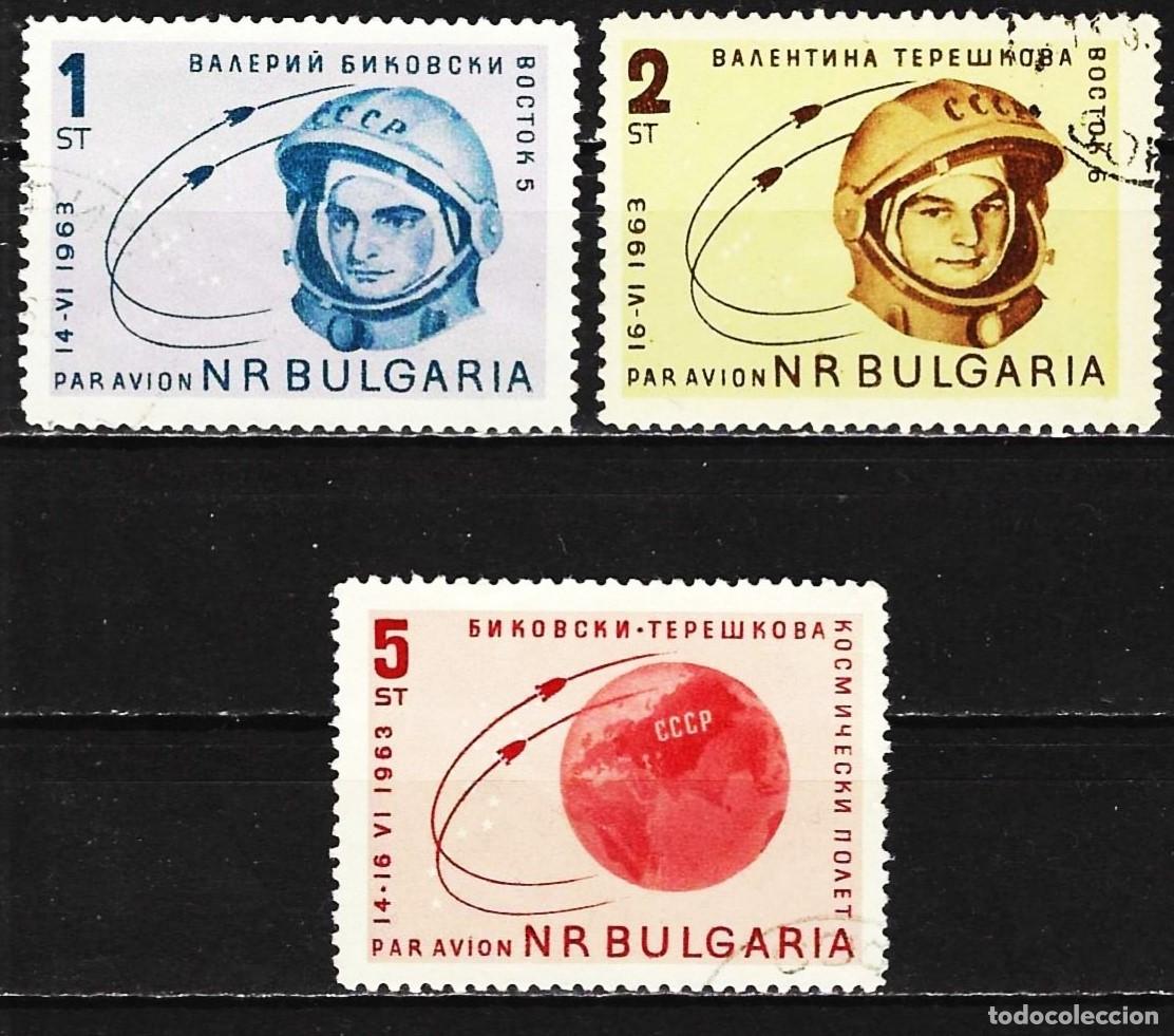 Sellos: Bulgaria 1963 - Mi 1394 a 1396 - YT A98 a A100 - Comonautas ( A&eacute;reo )