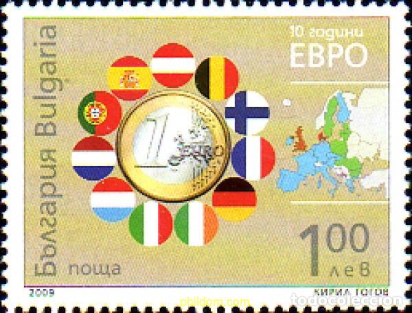 Sellos: 232259 MNH BULGARIA 2009 10 ANIVERSARIO DEL EURO