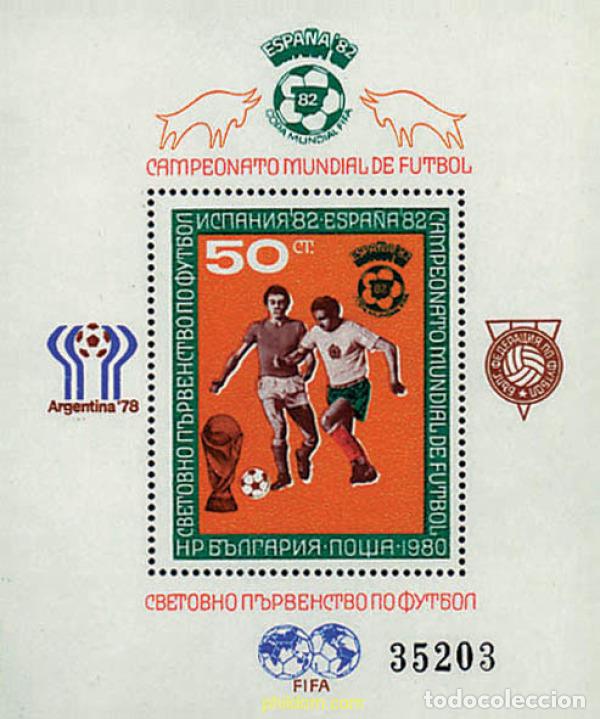 Sellos: 82016 MNH BULGARIA 1980 COPA DEL MUNDO DE FUTBOL. ESPA&Ntilde;A-82