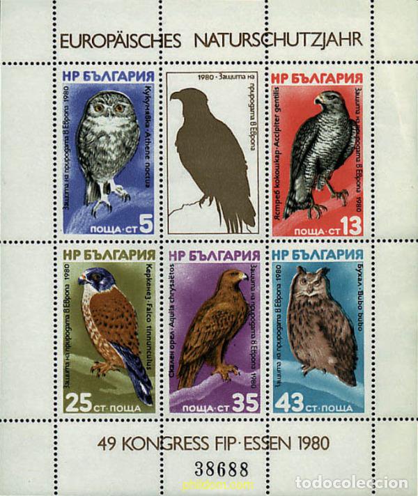 Sellos: 82027 MNH BULGARIA 1980 A&Ntilde;O EUROPEO DE PROTECCION DE LA NATURALEZA. AVES DE PRESA