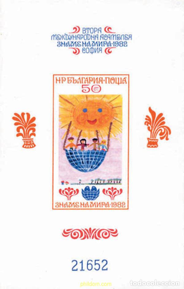 Sellos: 14339 MNH BULGARIA 1982 2 ASAMBLEA INTERNACIONAL DE LA INFANCIA (BANDERA DE LA PAZ) EN SOFIA. DIBUJ