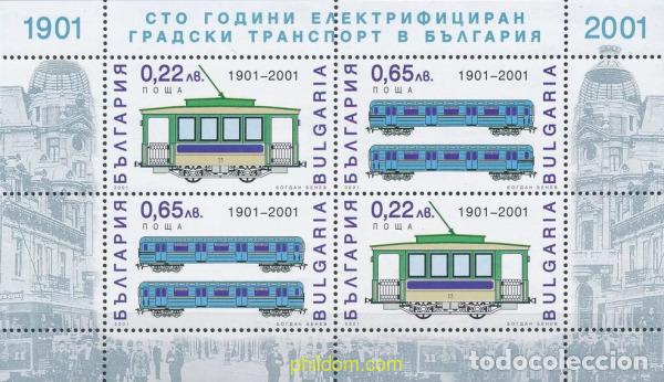 Sellos: 8108 MNH BULGARIA 2001 CENTENARIO DEL TRANSPORTE ELECTRIFICADO