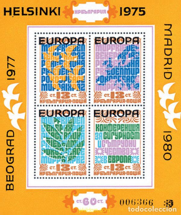 Briefmarken: 118244 MNH BULGARIA 1979 CONFERENCIA SOBRE SEGURIDAD EN EUROPA. BLOQUE DE 1974 CON SOBREIMPRESION &rdquo;