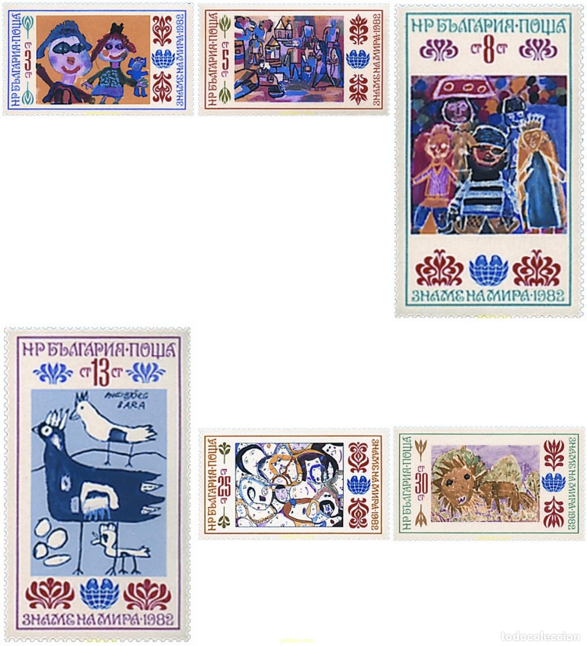 Sellos: 118404 MNH BULGARIA 1982 2 ASAMBLEA INTERNACIONAL DE LA INFANCIA (BANDERA DE LA PAZ) EN SOFIA. DIBU