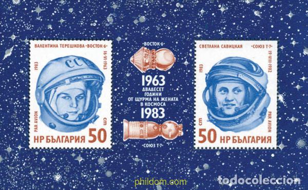 Sellos: 118101 MNH BULGARIA 1983 20 ANIVERSARIO DEL PRIMER VUELO ESPACIAL DE UNA MUJER