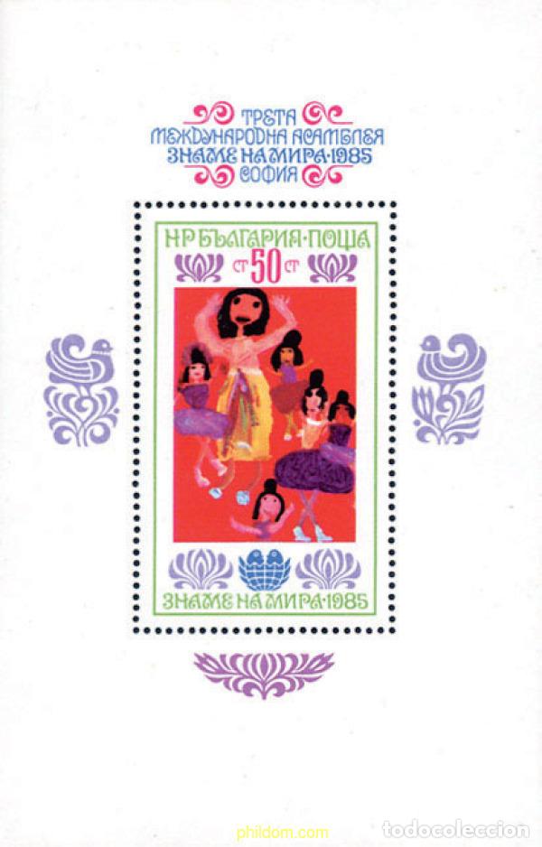 Stamps: 118449 MNH BULGARIA 1985 ASAMBLEA INTERNACIONAL DE LA INFANCIA BANDERAS DE LA PAZ. DIBUJOS