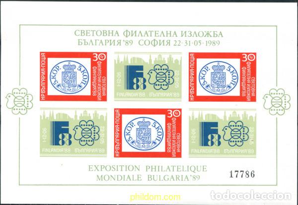Sellos: 300233 MNH BULGARIA 1988 FINLANDIA 88. EXPOSICION FILATELICA INTERNACIONAL