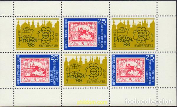 Sellos: 8075 MNH BULGARIA 1988 PRAGA 88. EXPOSICION FILATELICA INTERNACIONAL