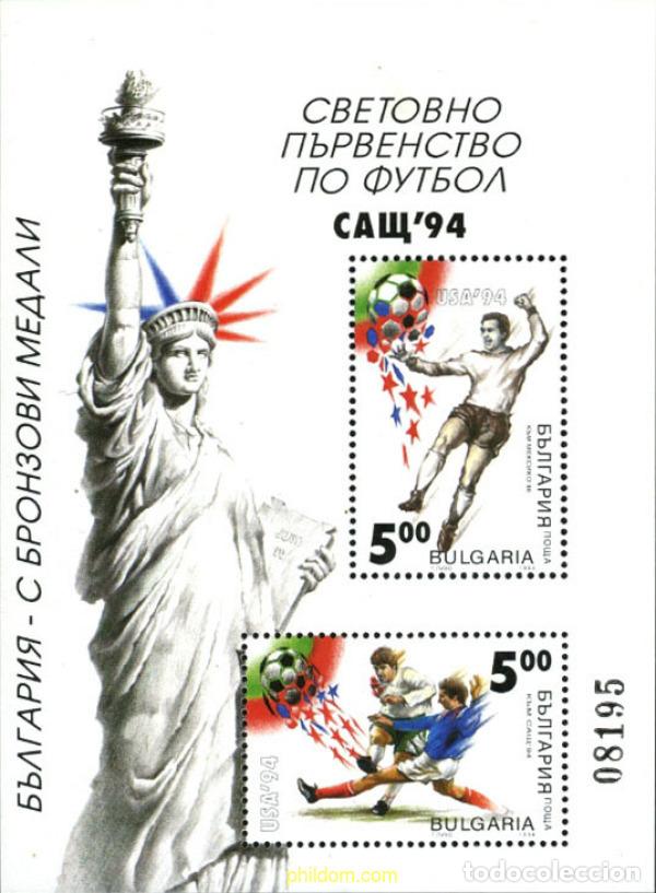 Sellos: 119009 MNH BULGARIA 1994 COPA MUNDIAL DE FUTBOL. USA-94. BULGARIA MEDALLA DE BRONCE