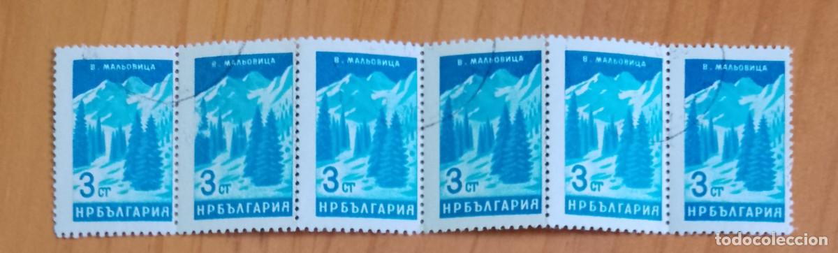 Sellos: BULGARIA - V/F 3 CT - PAISAJE HELADO - TIRA CON SEIS SELLOS