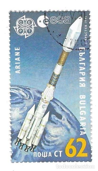 Sellos: Sello usado Bulgaria. n&ordm; 3916. Europa y el Espacio. Cohete Ariane. ref. 2-bul3916
