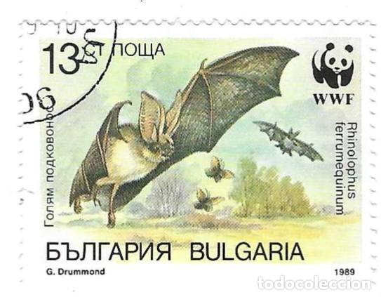 Sellos: Sello usado Bulgaria. n&ordm; 3752. WWF. Murci&eacute;lagos. Grande de Herradura. ref. 2-bul3752