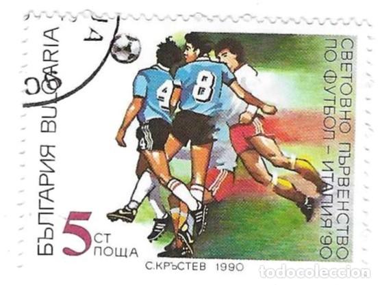 Sellos: Sello usado Bulgaria. n&ordm; 3839. Campeonato Mundial de F&uacute;tbol. Italia 90. ref. 2-bul3839