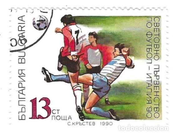 Sellos: Sello usado Bulgaria. n&ordm; 3840. Campeonato Mundial de F&uacute;tbol. Italia 90. ref. 2-bul3840