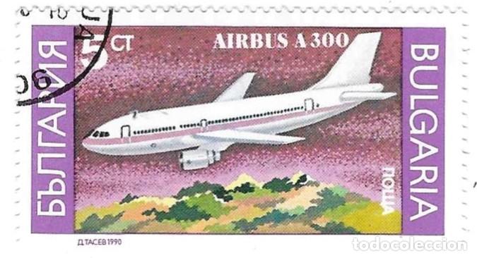 Sellos: Sello usado Bulgaria. n&ordm; 3872. Aviaci&oacute;n. Airbus A-300. ref. 2-bul3872