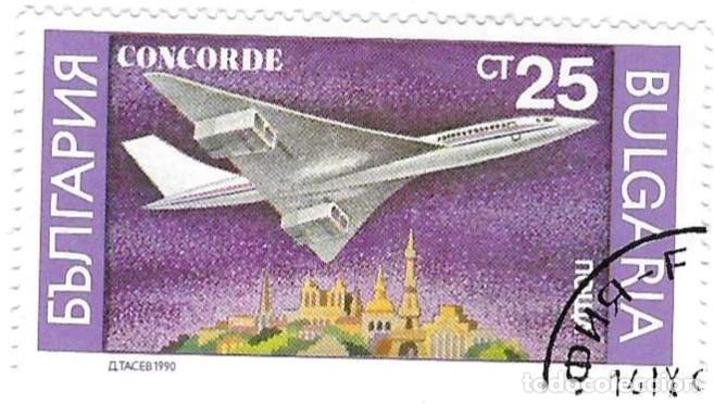 Sellos: Sello usado Bulgaria. n&ordm; 3874. Aviaci&oacute;n. Concorde. ref. 2-bul3874