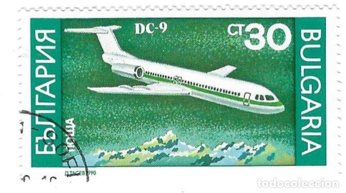 Sellos: Sello usado Bulgaria. n&ordm; 3875. Aviaci&oacute;n. Douglas DC-9. ref. 2-bul3875