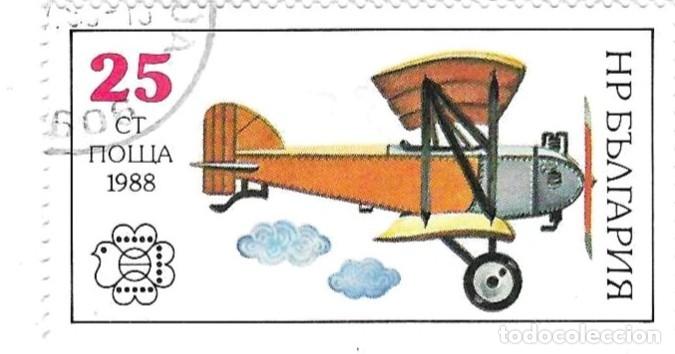Sellos: Sello usado Bulgaria. n&ordm; 3735. Exposici&oacute;n Filat&eacute;lica Bulgaria 89. Avi&oacute;n DAR-1. ref. 2-bul3735