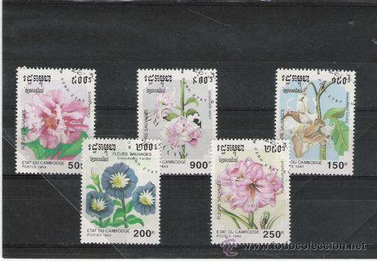 Sellos: CAMBOYA SERIE DE FLORES - Foto 1