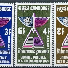 Sellos: CAMBOYA 1970 IVERT 235/7 *** DÍA MUNDIAL DE LAS TELECOMUNICACIONES
