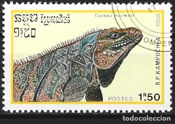 Sellos: Kampuchea 1988 - Mi 987 - YT 848 - Reptil : Iguana