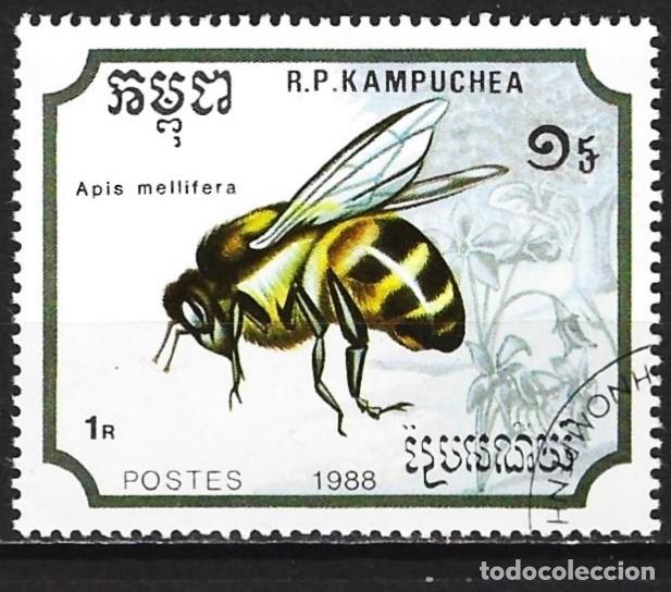 Sellos: Kampuchea 1988 - Mi 972 - YT 833 - Insecto : Abeja