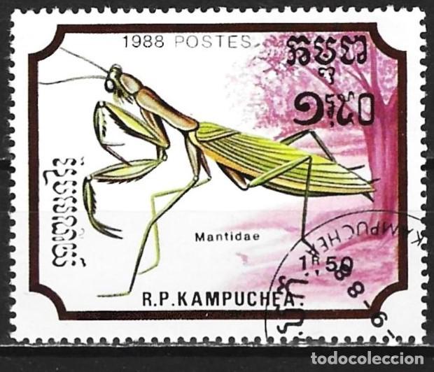 Sellos: Kampuchea 1988 - Mi 973 - YT 834 - Insecto : Mantis religiosa