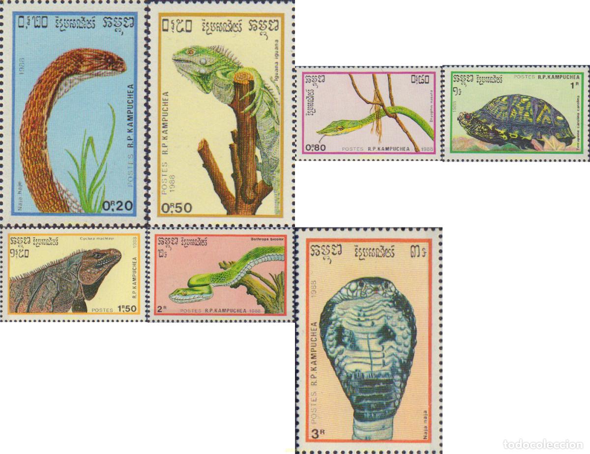 Stamps: 55537 MNH CAMBOYA KAMPUCHEA 1988 REPTILES
