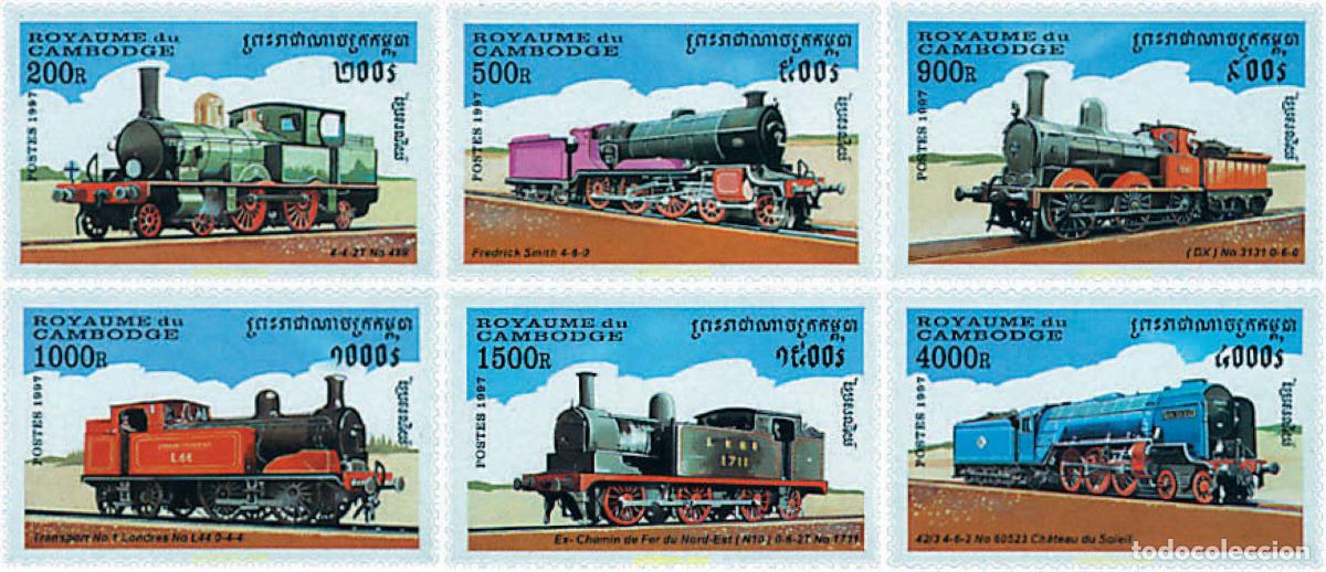 Sellos: 57973 MNH CAMBOYA 1997 LOCOMOTORAS ANTIGUAS