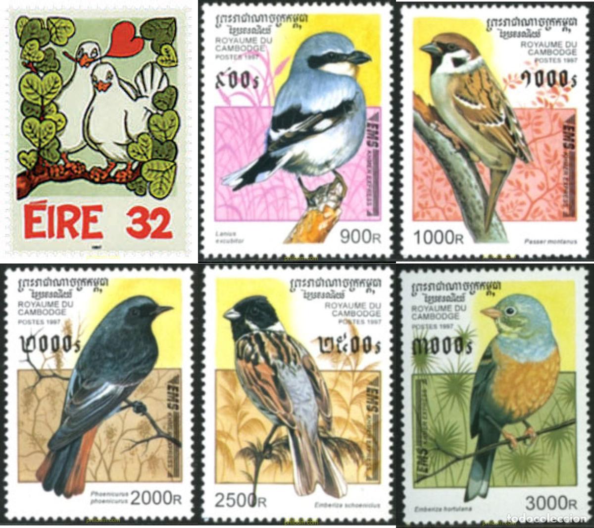 Sellos: 32344 MNH CAMBOYA 1997 FAUNA. AVES