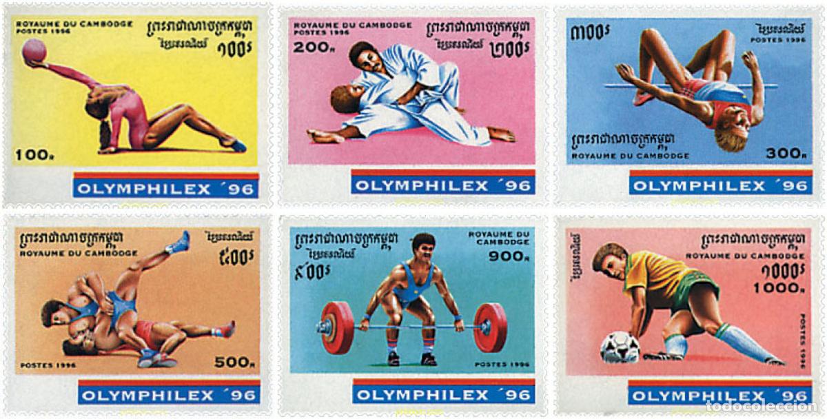 Sellos: 41244 MNH CAMBOYA 1996 OLYMPHILEX 96. EXPOSICION INTERNACIONAL DE FILATELICA OLIMPICA