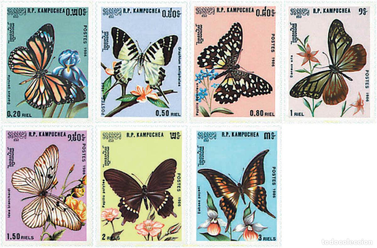 Sellos: 94228 MNH CAMBOYA KAMPUCHEA 1986 MARIPOSAS