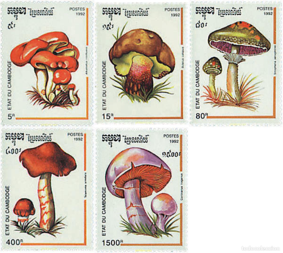 Sellos: 34907 MNH CAMBOYA 1992 SETAS