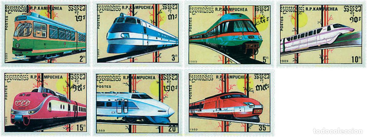 Timbres: 61066 MNH CAMBOYA KAMPUCHEA 1989 TRENES