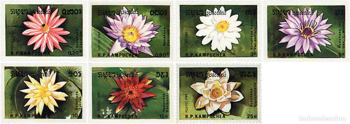 Sellos: 98323 MNH CAMBOYA KAMPUCHEA 1989 FLORES ACUATICAS
