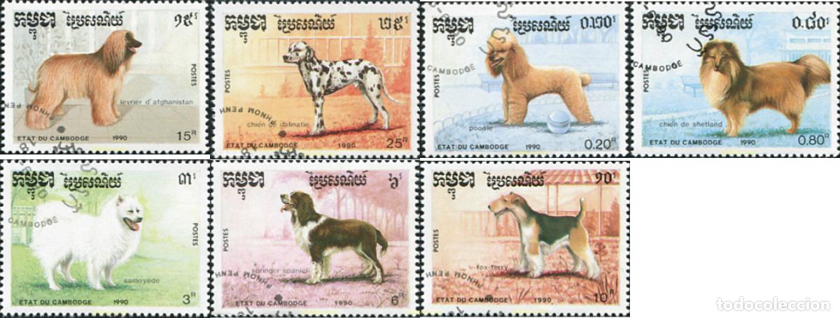 Sellos: 639110 USED CAMBOYA 1990 PERROS DE RAZA
