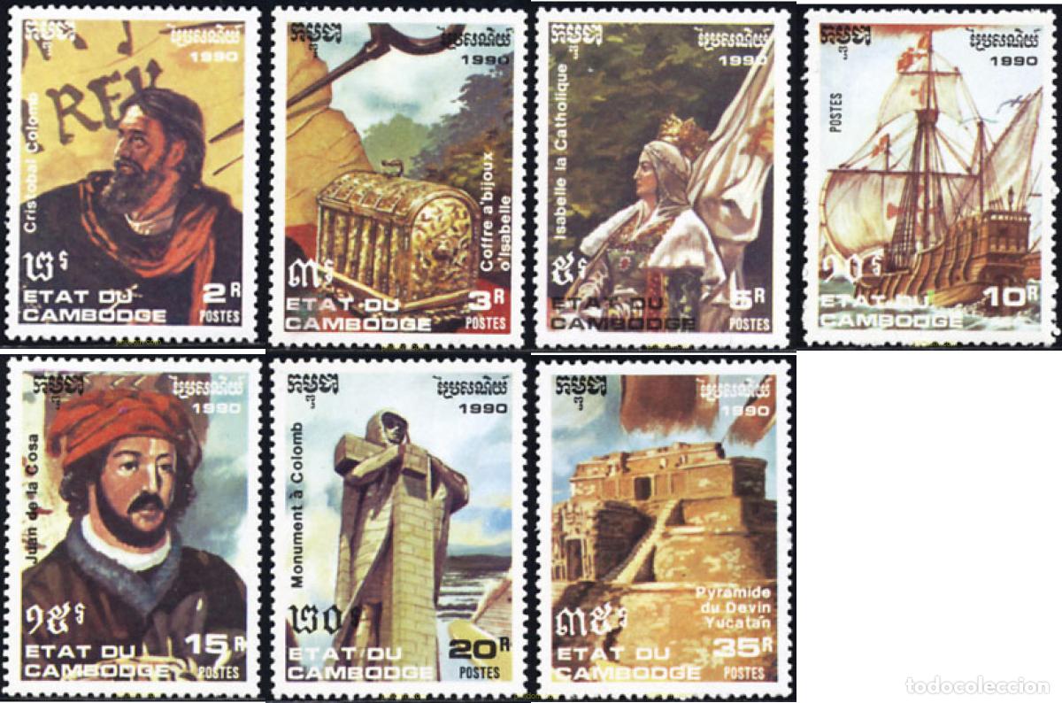 Sellos: 50637 MNH CAMBOYA 1990 500 ANIVERSARIO DEL DESCUBRIMIENTO DE AMERICA