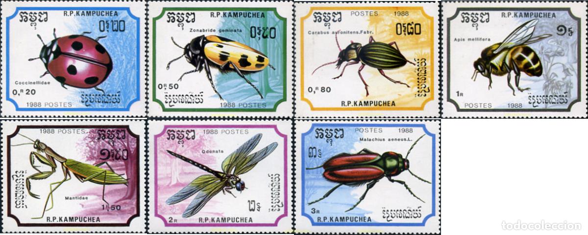 Timbres: 55536 MNH CAMBOYA KAMPUCHEA 1988 INSECTOS