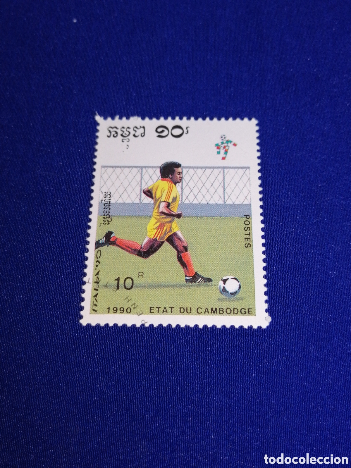 Sellos: CAMBOYA LOTE MUNDIAL DE F&Uacute;TBOL ITALIA 90 SELLO USADO
