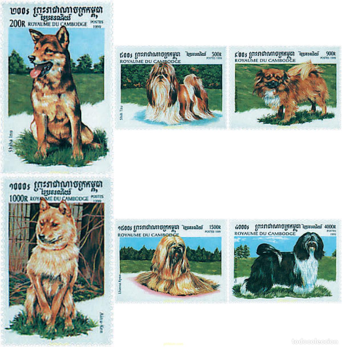 Francobolli: 58489 MNH CAMBOYA 1999 PERROS DE RAZA