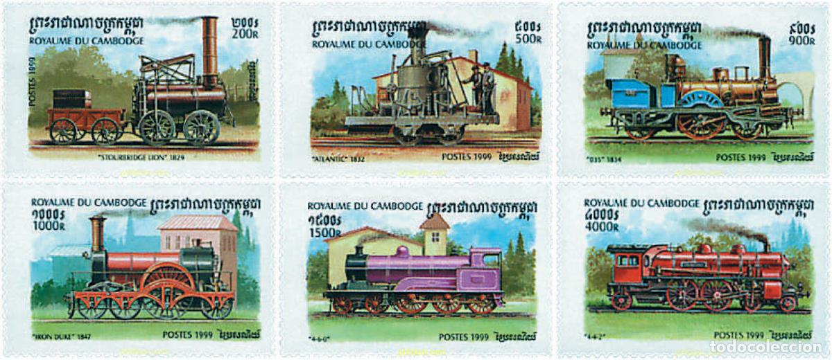 Francobolli: 58490 MNH CAMBOYA 1999 LOCOMOTORAS DE VAPOR