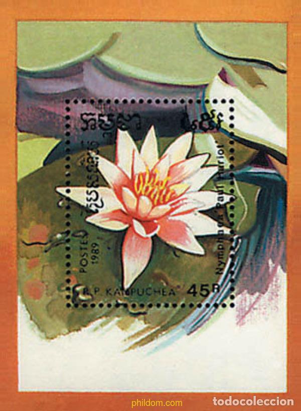 Sellos: 82185 MNH CAMBOYA KAMPUCHEA 1989 FLORES ACUATICAS